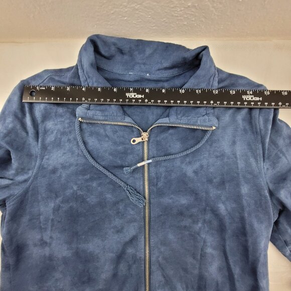 Chicos Matching Set Womens Medium Blue Zip Cotton Stretch Pockets Jacket pants - Picture 9 of 15